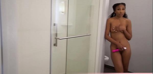  My hot ebony stepmother Olivia masturbating in the shower
